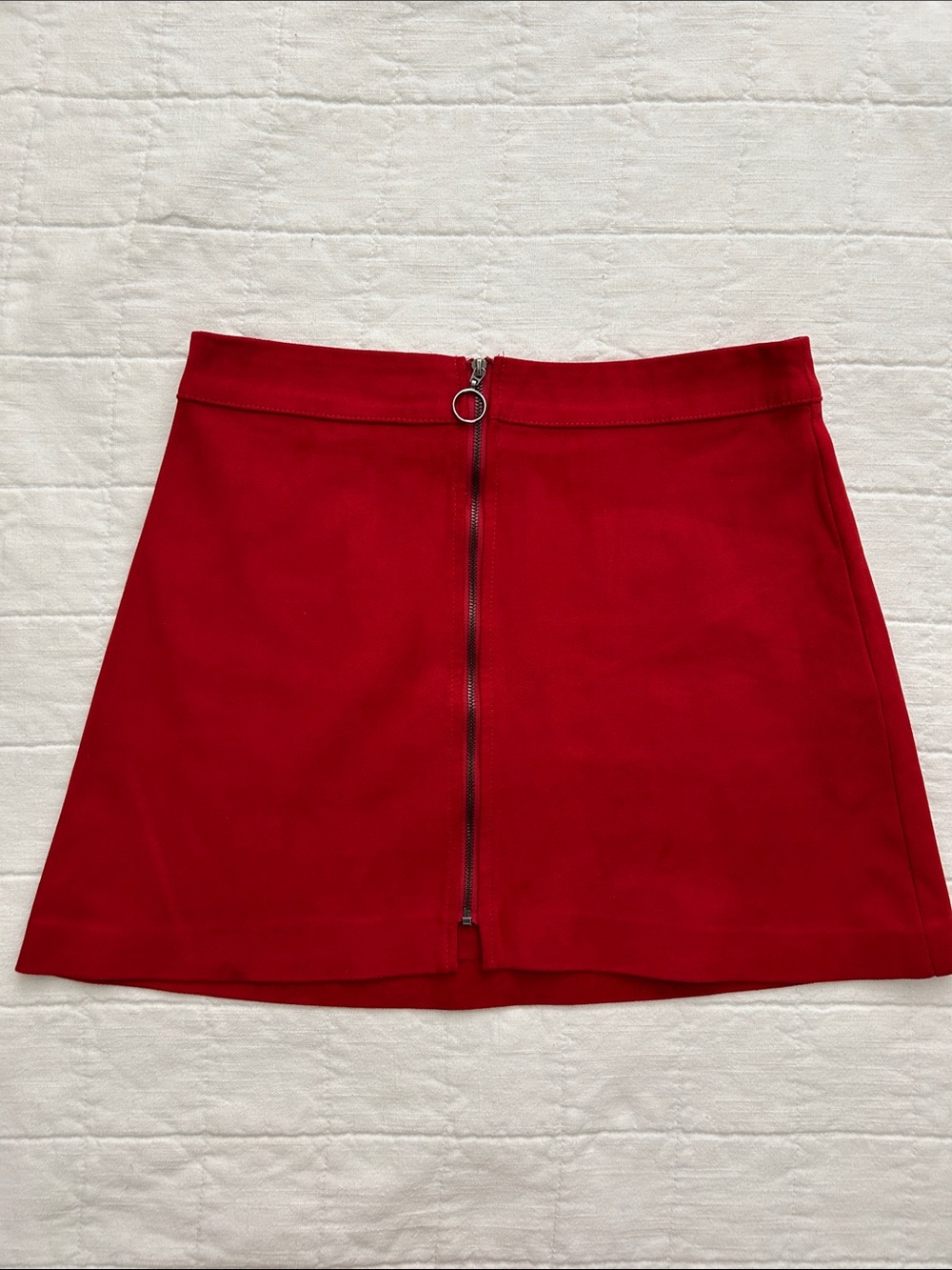 Zara Red Zip-Front A-Line Mini Skirt